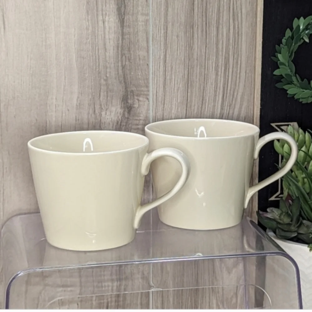 Crate & Barrel Coffee Mugs Cream Neutral Classic Minimalist (2)